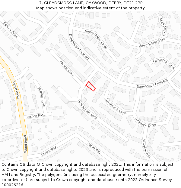 7, GLEADSMOSS LANE, OAKWOOD, DERBY, DE21 2BP: Location map and indicative extent of plot