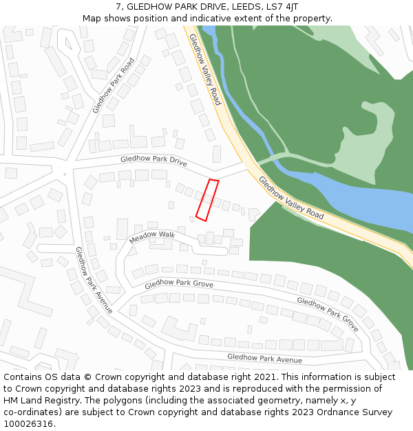 7, GLEDHOW PARK DRIVE, LEEDS, LS7 4JT: Location map and indicative extent of plot