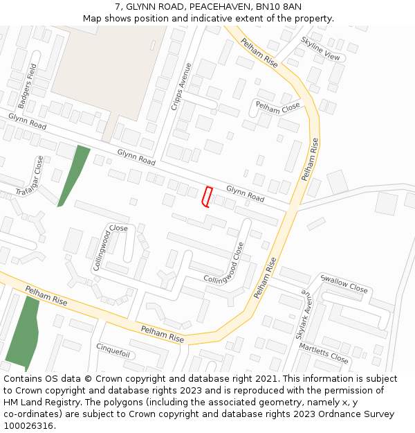 7, GLYNN ROAD, PEACEHAVEN, BN10 8AN: Location map and indicative extent of plot