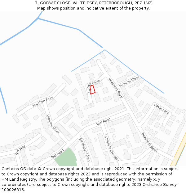 7, GODWIT CLOSE, WHITTLESEY, PETERBOROUGH, PE7 1NZ: Location map and indicative extent of plot