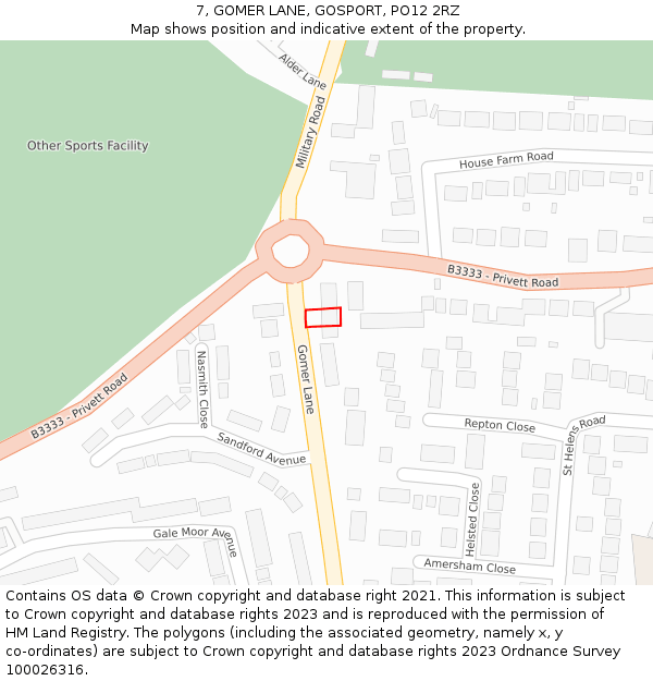 7, GOMER LANE, GOSPORT, PO12 2RZ: Location map and indicative extent of plot