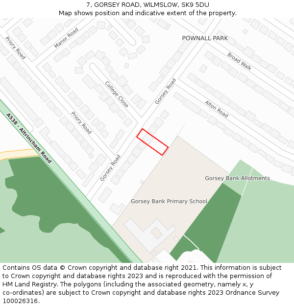 7, GORSEY ROAD, WILMSLOW, SK9 5DU: Location map and indicative extent of plot