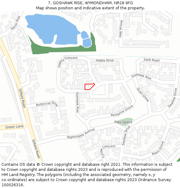 7, GOSHAWK RISE, WYMONDHAM, NR18 9FG: Location map and indicative extent of plot