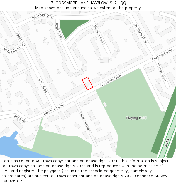 7, GOSSMORE LANE, MARLOW, SL7 1QQ: Location map and indicative extent of plot