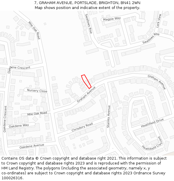 7, GRAHAM AVENUE, PORTSLADE, BRIGHTON, BN41 2WN: Location map and indicative extent of plot