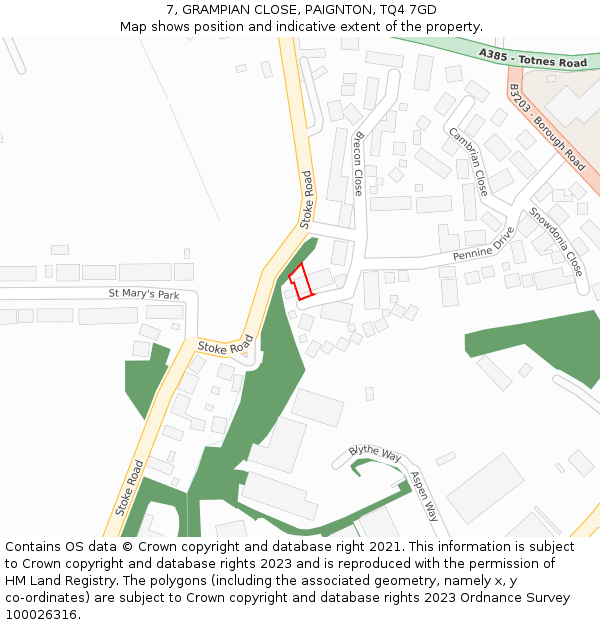 7, GRAMPIAN CLOSE, PAIGNTON, TQ4 7GD: Location map and indicative extent of plot