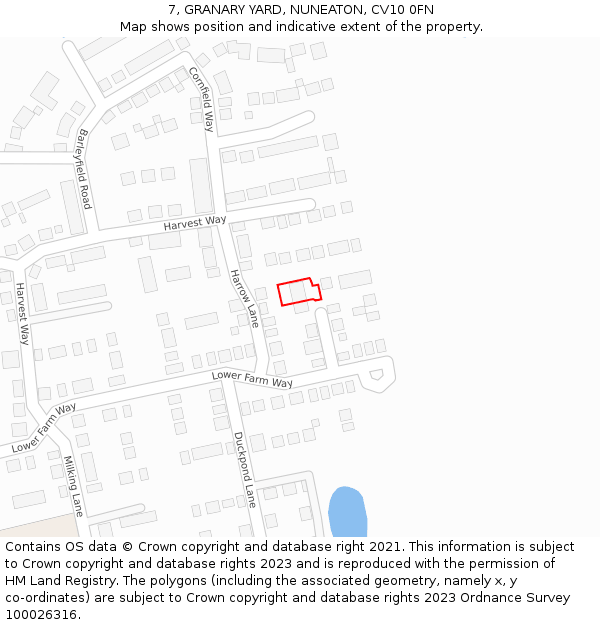 7, GRANARY YARD, NUNEATON, CV10 0FN: Location map and indicative extent of plot