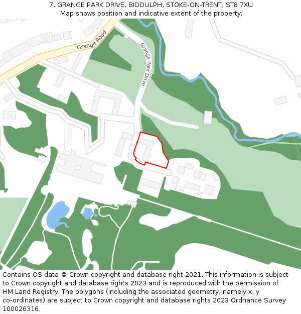 7, GRANGE PARK DRIVE, BIDDULPH, STOKE-ON-TRENT, ST8 7XU: Location map and indicative extent of plot