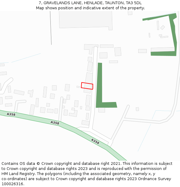 7, GRAVELANDS LANE, HENLADE, TAUNTON, TA3 5DL: Location map and indicative extent of plot