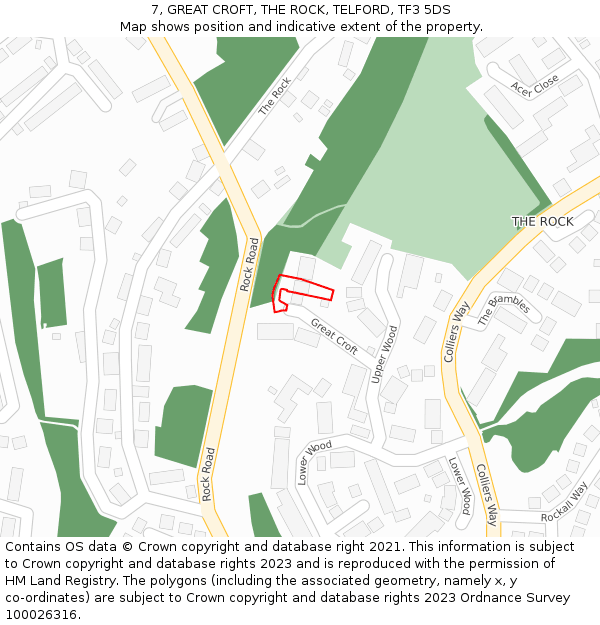 7, GREAT CROFT, THE ROCK, TELFORD, TF3 5DS: Location map and indicative extent of plot