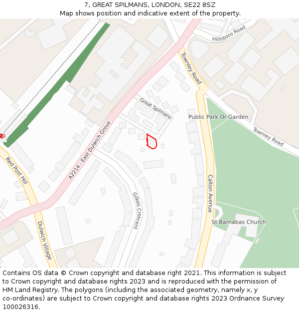 7, GREAT SPILMANS, LONDON, SE22 8SZ: Location map and indicative extent of plot