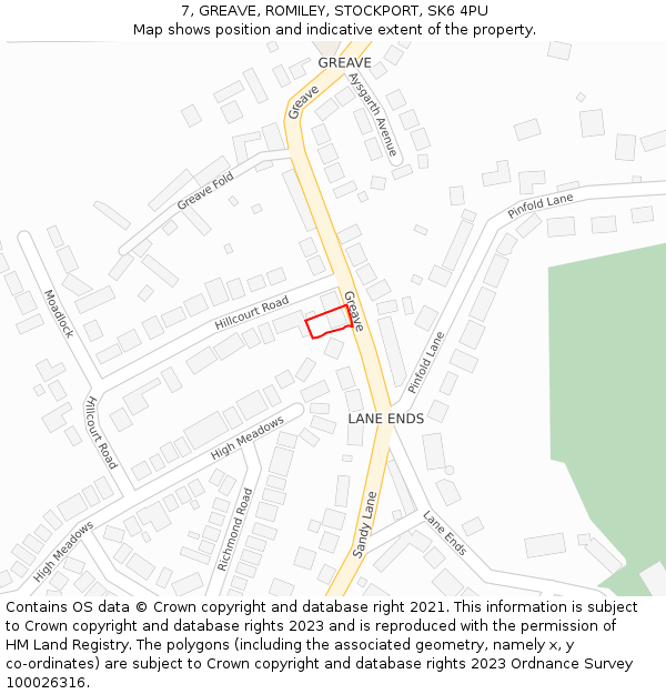 7, GREAVE, ROMILEY, STOCKPORT, SK6 4PU: Location map and indicative extent of plot