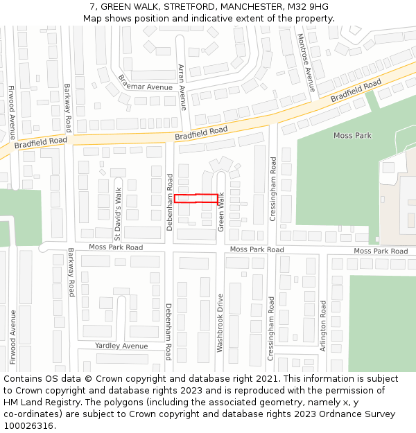 7, GREEN WALK, STRETFORD, MANCHESTER, M32 9HG: Location map and indicative extent of plot
