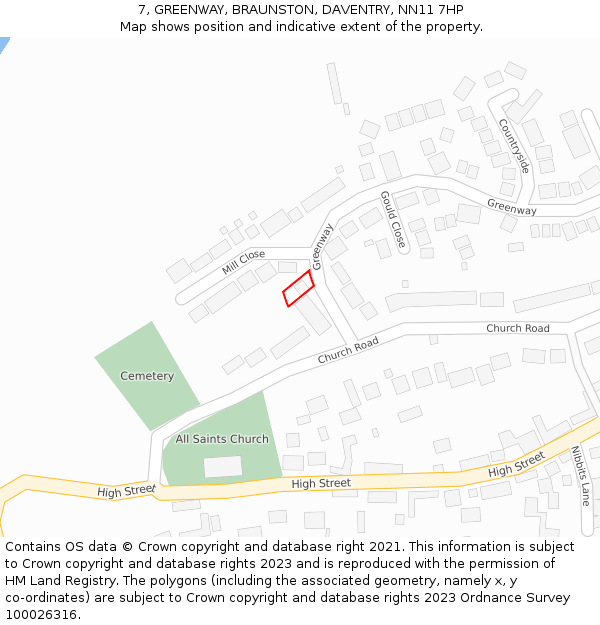 7, GREENWAY, BRAUNSTON, DAVENTRY, NN11 7HP: Location map and indicative extent of plot