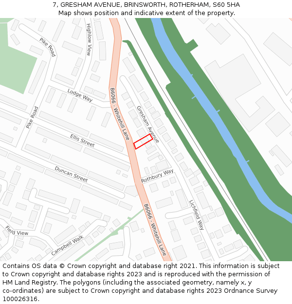 7, GRESHAM AVENUE, BRINSWORTH, ROTHERHAM, S60 5HA: Location map and indicative extent of plot