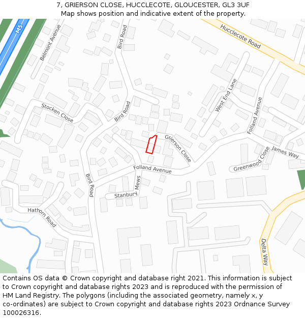 7, GRIERSON CLOSE, HUCCLECOTE, GLOUCESTER, GL3 3UF: Location map and indicative extent of plot