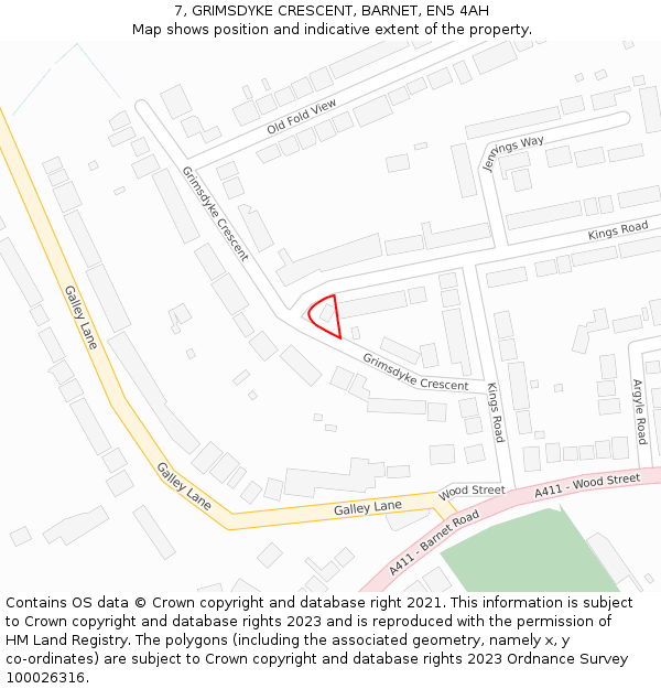 7, GRIMSDYKE CRESCENT, BARNET, EN5 4AH: Location map and indicative extent of plot