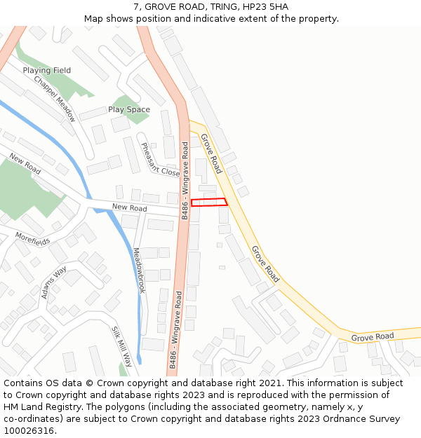 7, GROVE ROAD, TRING, HP23 5HA: Location map and indicative extent of plot