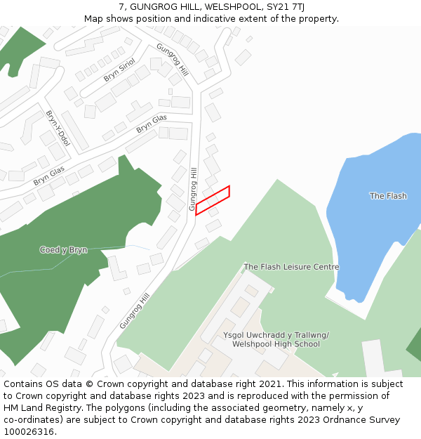 7, GUNGROG HILL, WELSHPOOL, SY21 7TJ: Location map and indicative extent of plot