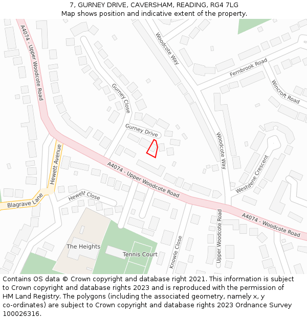 7, GURNEY DRIVE, CAVERSHAM, READING, RG4 7LG: Location map and indicative extent of plot