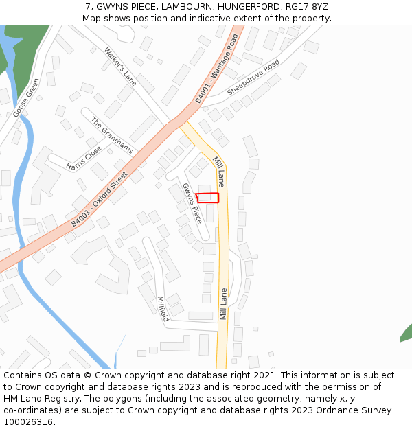7, GWYNS PIECE, LAMBOURN, HUNGERFORD, RG17 8YZ: Location map and indicative extent of plot