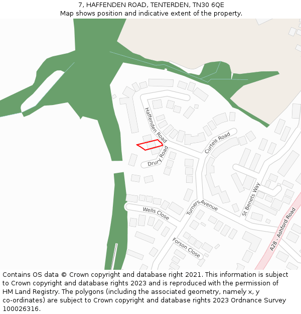 7, HAFFENDEN ROAD, TENTERDEN, TN30 6QE: Location map and indicative extent of plot