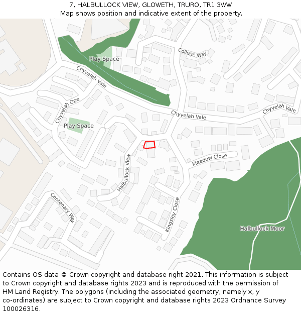 7, HALBULLOCK VIEW, GLOWETH, TRURO, TR1 3WW: Location map and indicative extent of plot