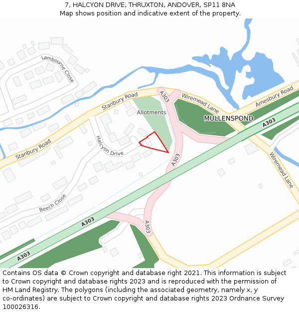 7, HALCYON DRIVE, THRUXTON, ANDOVER, SP11 8NA: Location map and indicative extent of plot