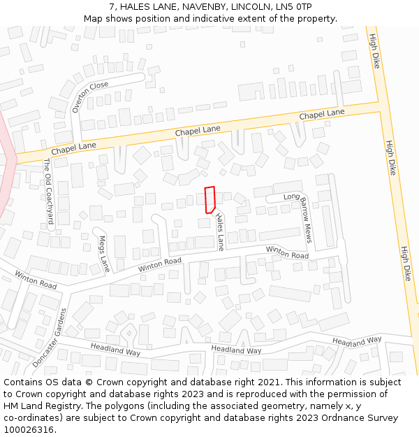 7, HALES LANE, NAVENBY, LINCOLN, LN5 0TP: Location map and indicative extent of plot