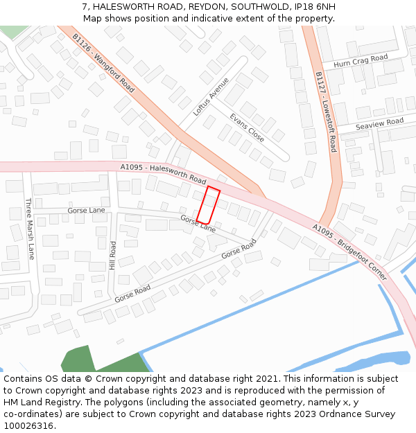 7, HALESWORTH ROAD, REYDON, SOUTHWOLD, IP18 6NH: Location map and indicative extent of plot