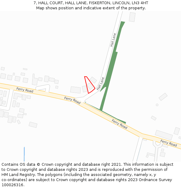 7, HALL COURT, HALL LANE, FISKERTON, LINCOLN, LN3 4HT: Location map and indicative extent of plot