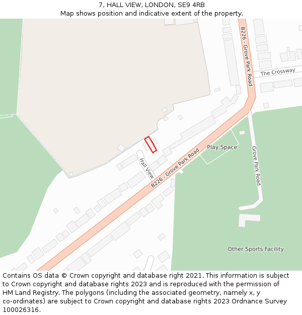 7, HALL VIEW, LONDON, SE9 4RB: Location map and indicative extent of plot