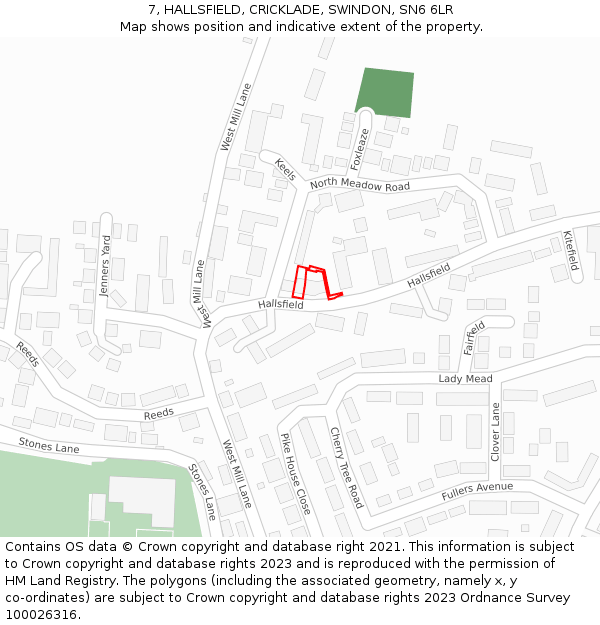 7, HALLSFIELD, CRICKLADE, SWINDON, SN6 6LR: Location map and indicative extent of plot