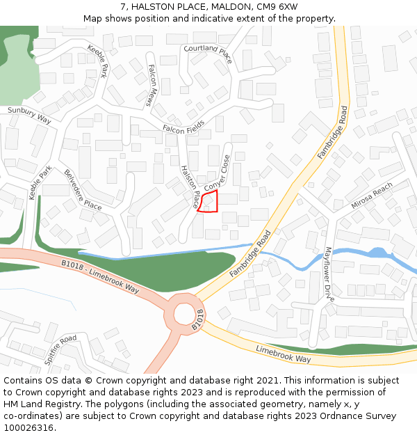 7, HALSTON PLACE, MALDON, CM9 6XW: Location map and indicative extent of plot