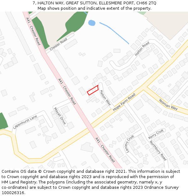 7, HALTON WAY, GREAT SUTTON, ELLESMERE PORT, CH66 2TQ: Location map and indicative extent of plot