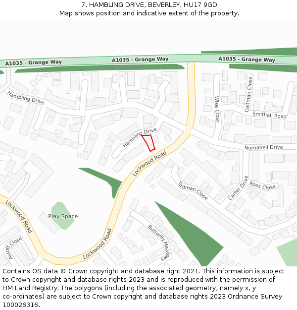 7, HAMBLING DRIVE, BEVERLEY, HU17 9GD: Location map and indicative extent of plot