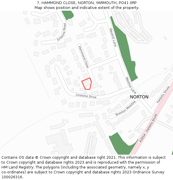 7, HAMMOND CLOSE, NORTON, YARMOUTH, PO41 0RP: Location map and indicative extent of plot