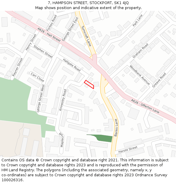 7, HAMPSON STREET, STOCKPORT, SK1 4JQ: Location map and indicative extent of plot