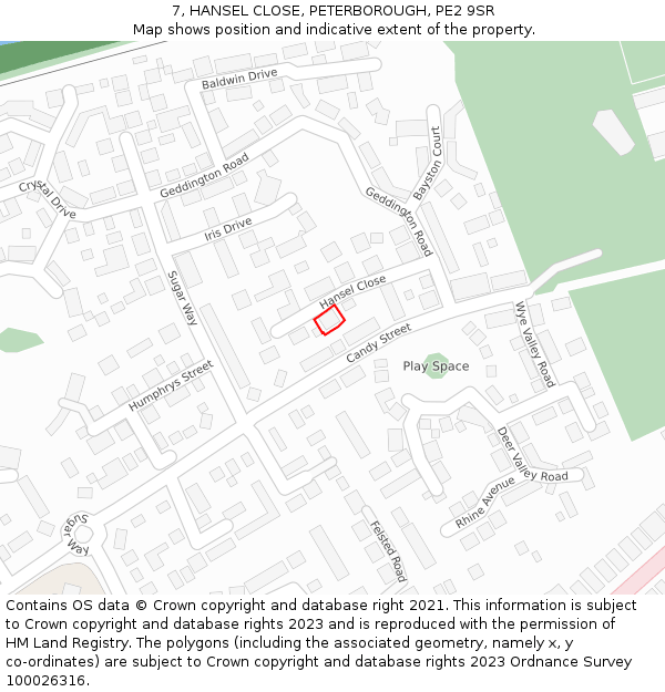 7, HANSEL CLOSE, PETERBOROUGH, PE2 9SR: Location map and indicative extent of plot