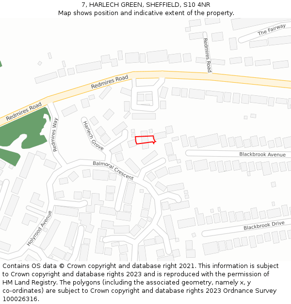 7, HARLECH GREEN, SHEFFIELD, S10 4NR: Location map and indicative extent of plot