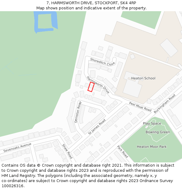 7, HARMSWORTH DRIVE, STOCKPORT, SK4 4RP: Location map and indicative extent of plot