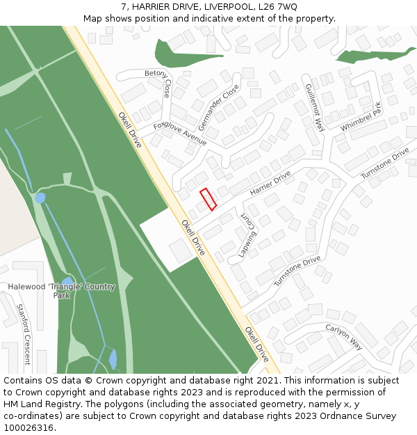 7, HARRIER DRIVE, LIVERPOOL, L26 7WQ: Location map and indicative extent of plot