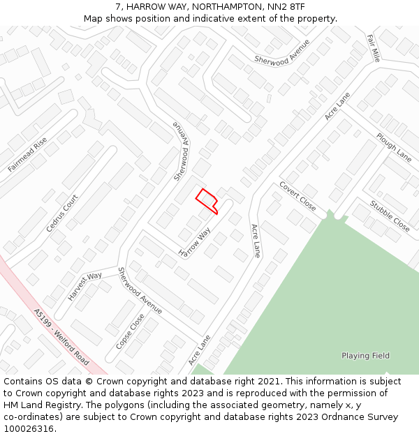 7, HARROW WAY, NORTHAMPTON, NN2 8TF: Location map and indicative extent of plot