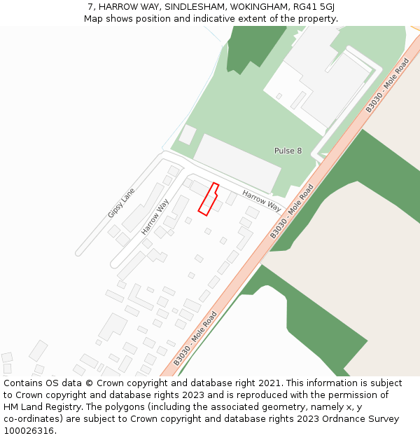 7, HARROW WAY, SINDLESHAM, WOKINGHAM, RG41 5GJ: Location map and indicative extent of plot