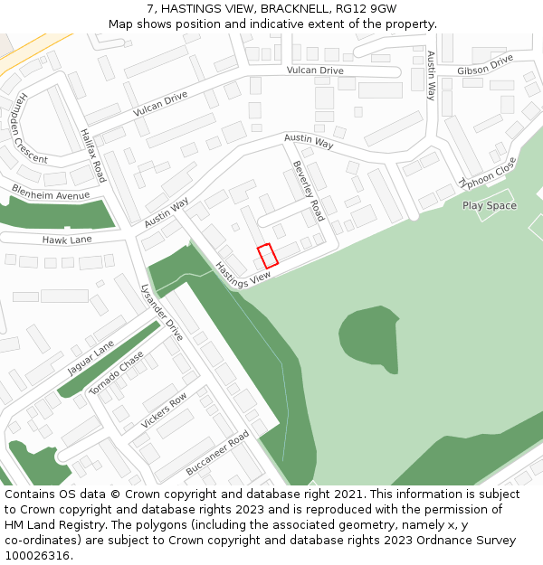 7, HASTINGS VIEW, BRACKNELL, RG12 9GW: Location map and indicative extent of plot