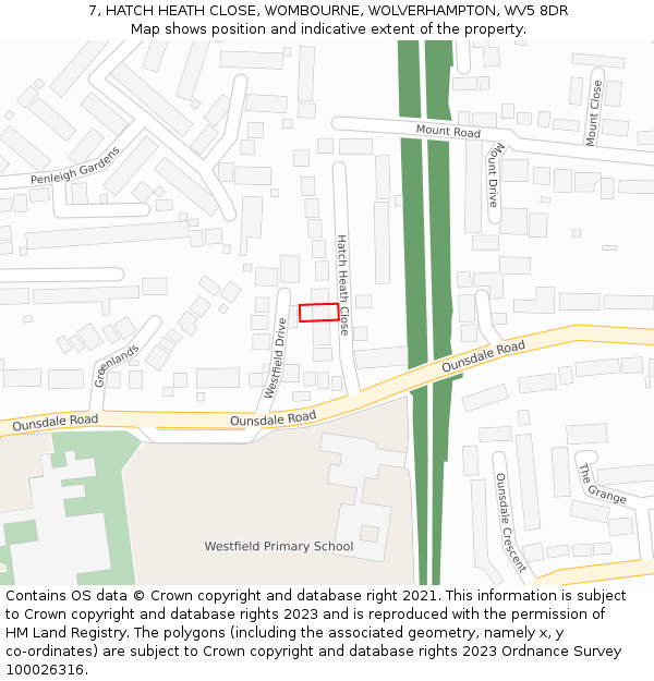 7, HATCH HEATH CLOSE, WOMBOURNE, WOLVERHAMPTON, WV5 8DR: Location map and indicative extent of plot