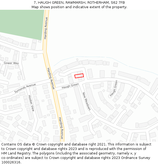 7, HAUGH GREEN, RAWMARSH, ROTHERHAM, S62 7FB: Location map and indicative extent of plot