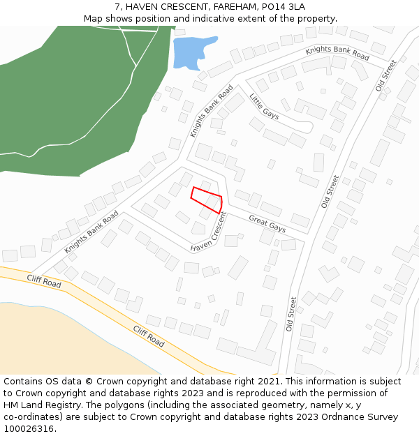 7, HAVEN CRESCENT, FAREHAM, PO14 3LA: Location map and indicative extent of plot