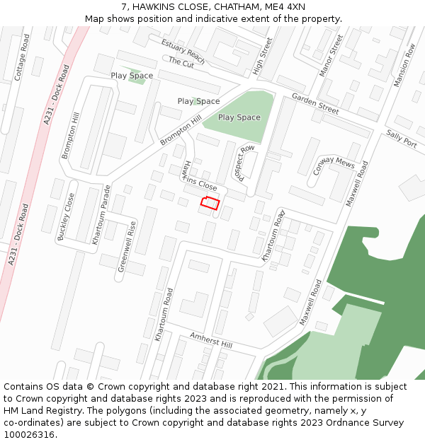 7, HAWKINS CLOSE, CHATHAM, ME4 4XN: Location map and indicative extent of plot