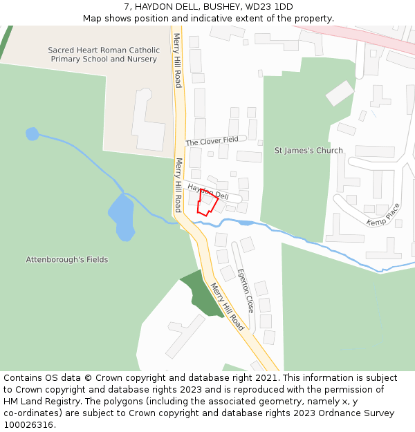 7, HAYDON DELL, BUSHEY, WD23 1DD: Location map and indicative extent of plot